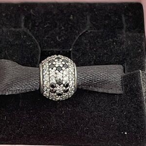 Authentic Pandora Black Sparkly Flower charm